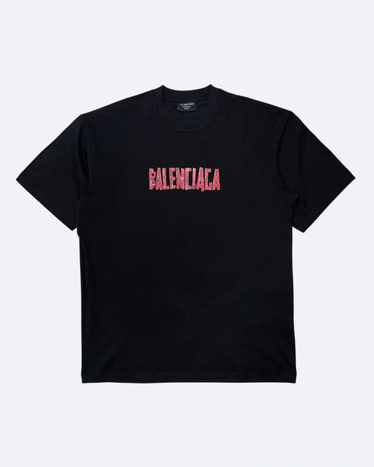 Balenciaga - Red Caution Tape T-Shirt - Black