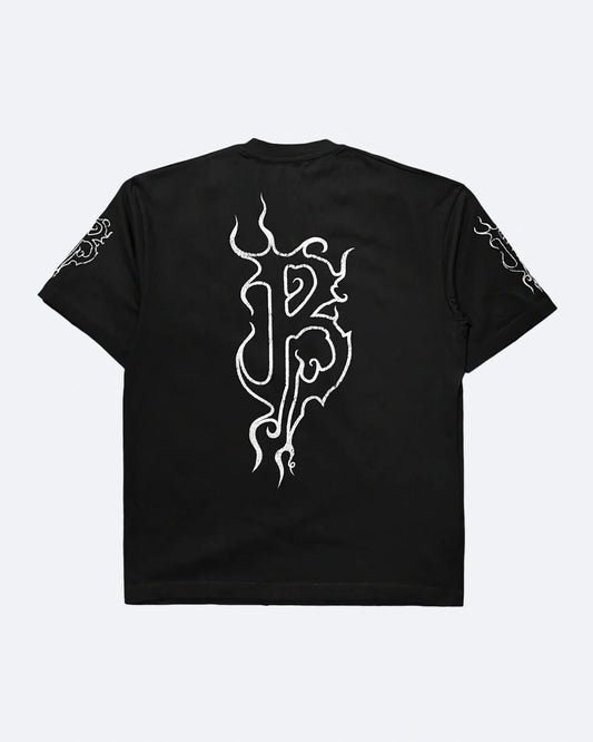 Balenciaga - Gothic Sanskrit Flame Logo T-Shirt - Black