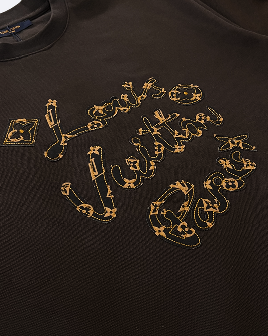 LVTN - Script Pattern T-Shirt - Dark Brown