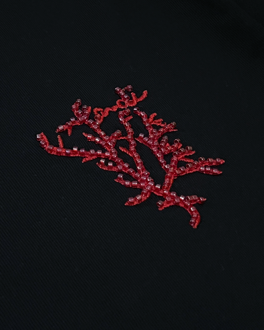 Fendi - Coral Embroidery T-Shirt - Black