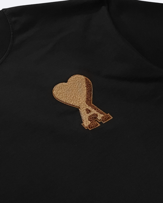 AMI - Brown College Heart T-Shirt - Black