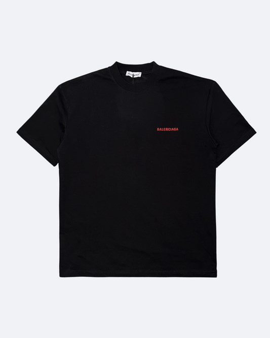 Balenciaga - Red Caution Tape T-Shirt - Black