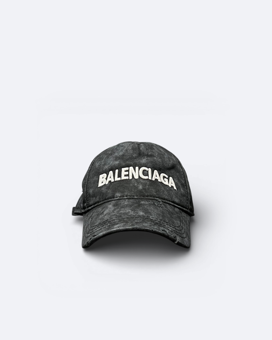 Balenciaga - Distressed Logotype Cap - Black/White