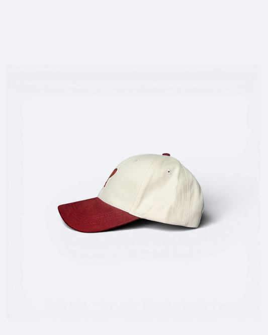 AMI - Logo Embroidery Cap - Cream/Bordeau