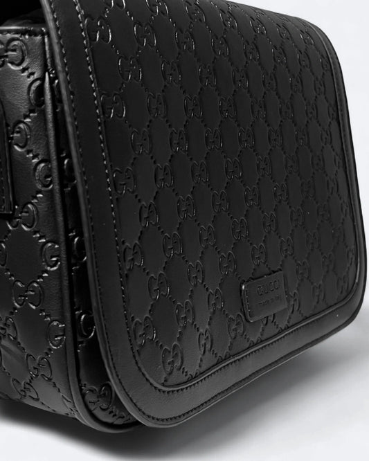 GC - GG Embossed Messenger Bag - Black