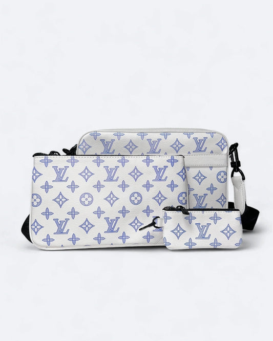 LVTN - Monogram Pattern Trio Set Bags - White/Blue