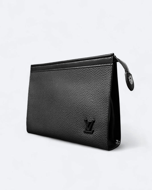 LVTN - Black Monogram Leather Clutch - Black