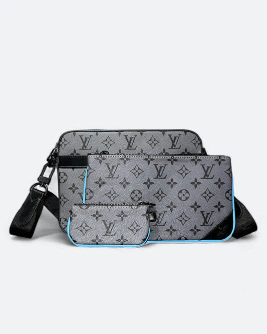 LVTN - Monogram Pattern Trio Set Bags - Gray/Blue