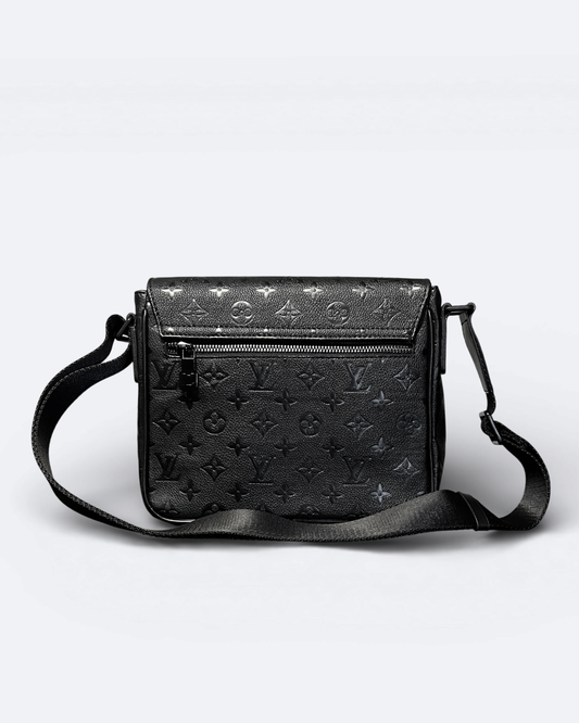 LVTN - Pattern Embossed Messenger Bag - Black