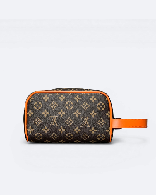 LVTN - Pattern Hand Pouch Bag - Brown/Orange