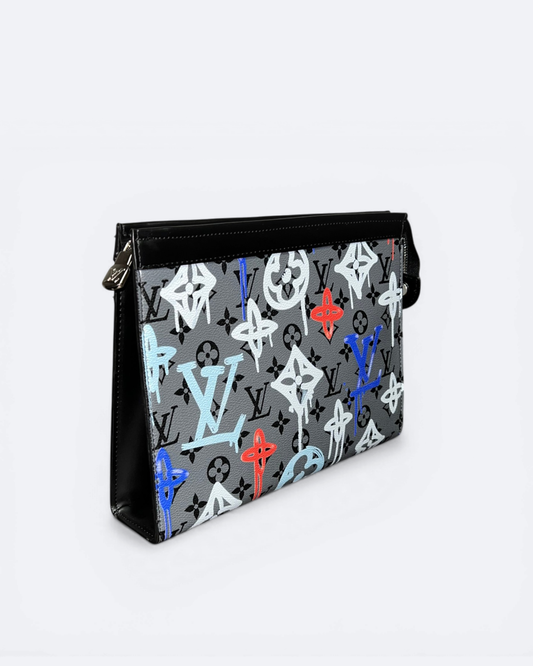 LVTN - Graffiti Pattern Clutch - Gray