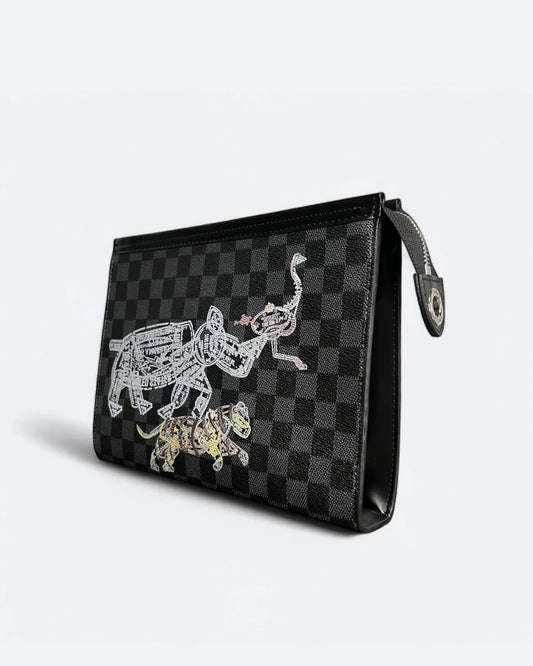 Louis Vuitton - Animal Passport Stamps Damier Clutch - Black