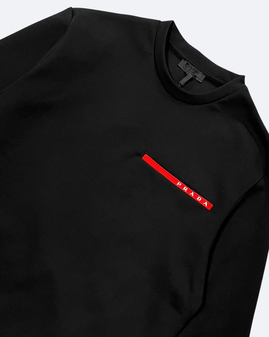 Prada - Red Stripe Sweatshirt - Black