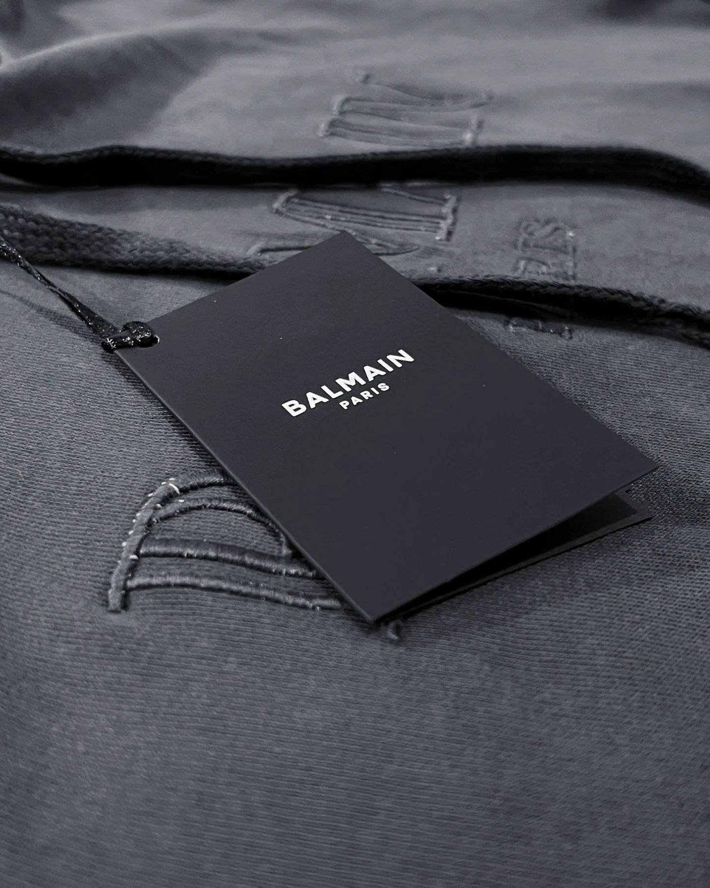 Balmain - Logo Embroidery Hoodie - Slate Blue