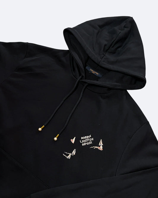 LVTN - Monogram Boats Embroidery Hoodie - Black