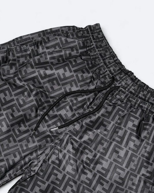 Fendi - FF Monogram Pattern Swim Shorts - Black