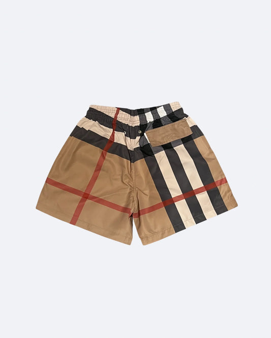Burberry - Check Pattern Swim Shorts - Beige