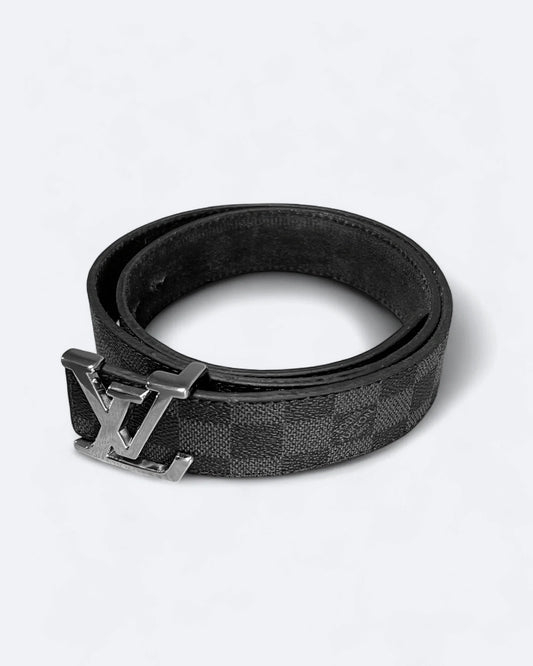 Louis Vuitton - Damier Black Pattern Belt - Silver