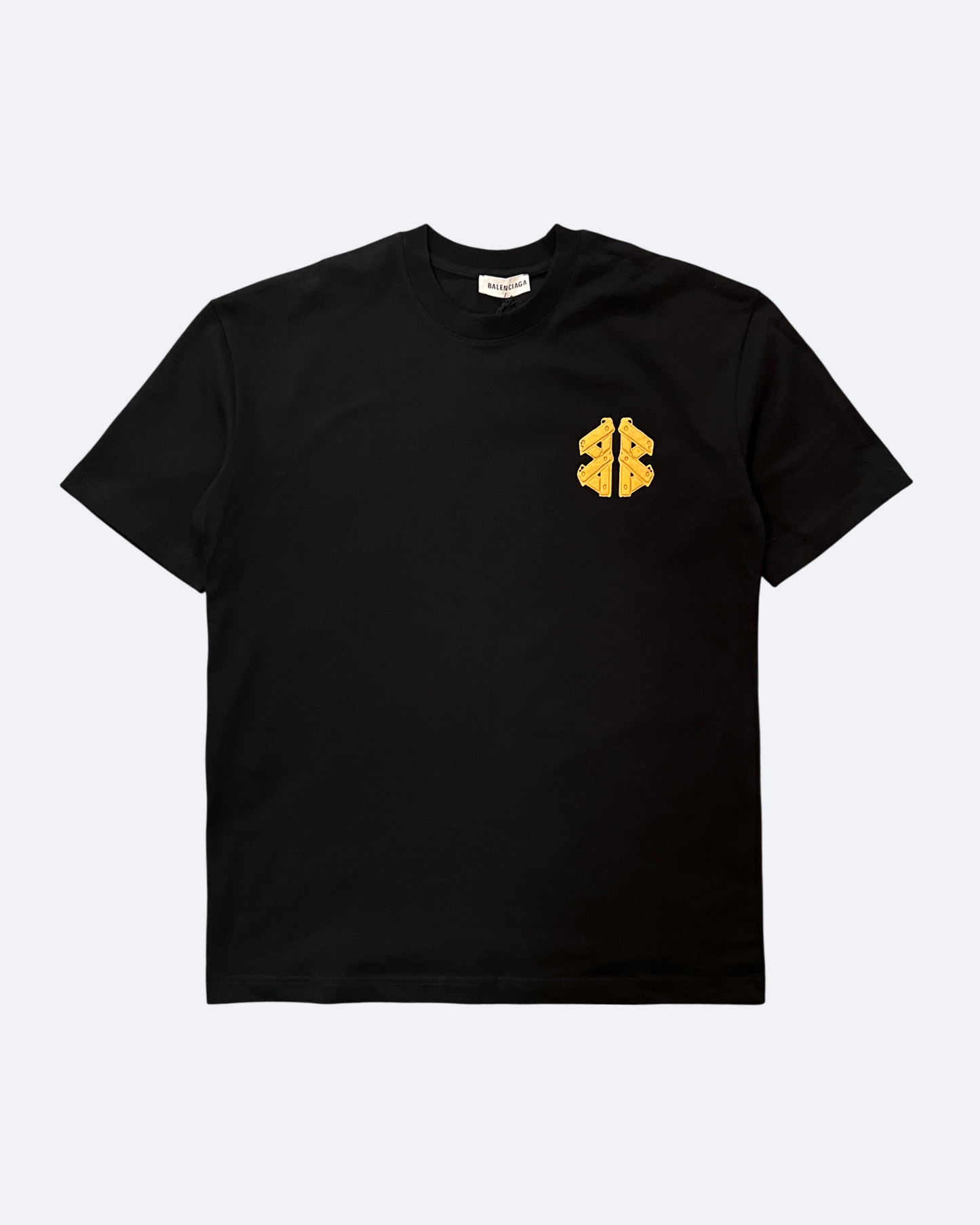 Balenciaga - Yellow Plank Logo T-Shirt - Black