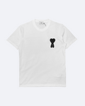 AMI - Black Hearth Logo Embroidery T-Shirt - White