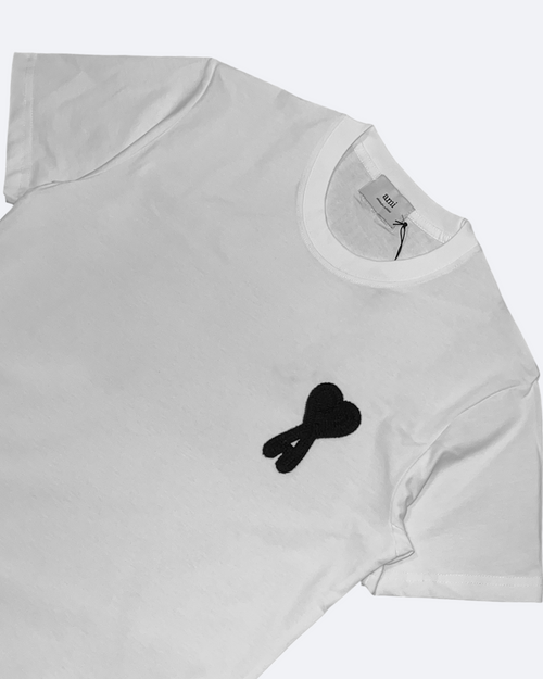 AMI - Black Hearth Logo Embroidery T-Shirt - White
