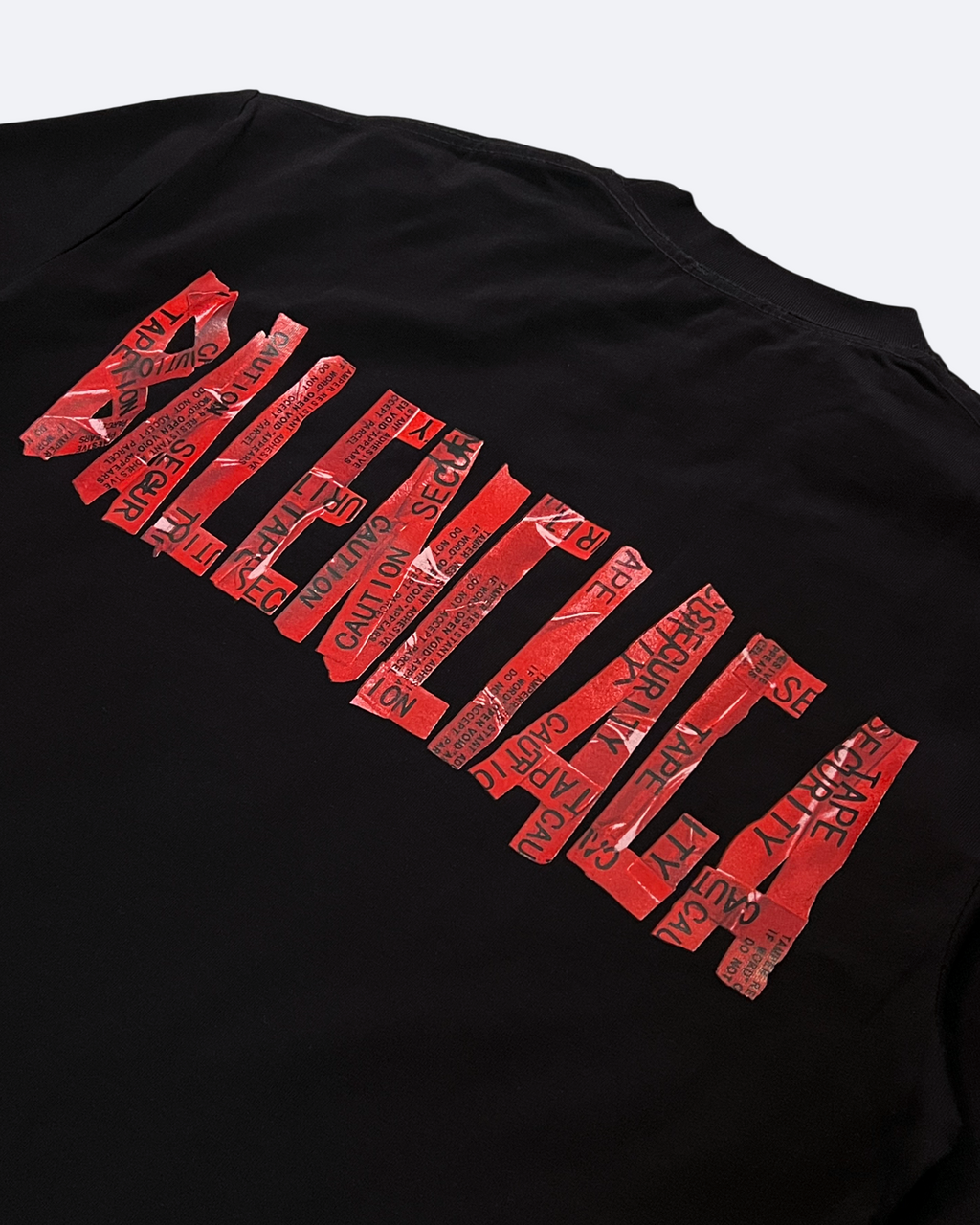 Balenciaga - Red Caution Tape T-Shirt - Black