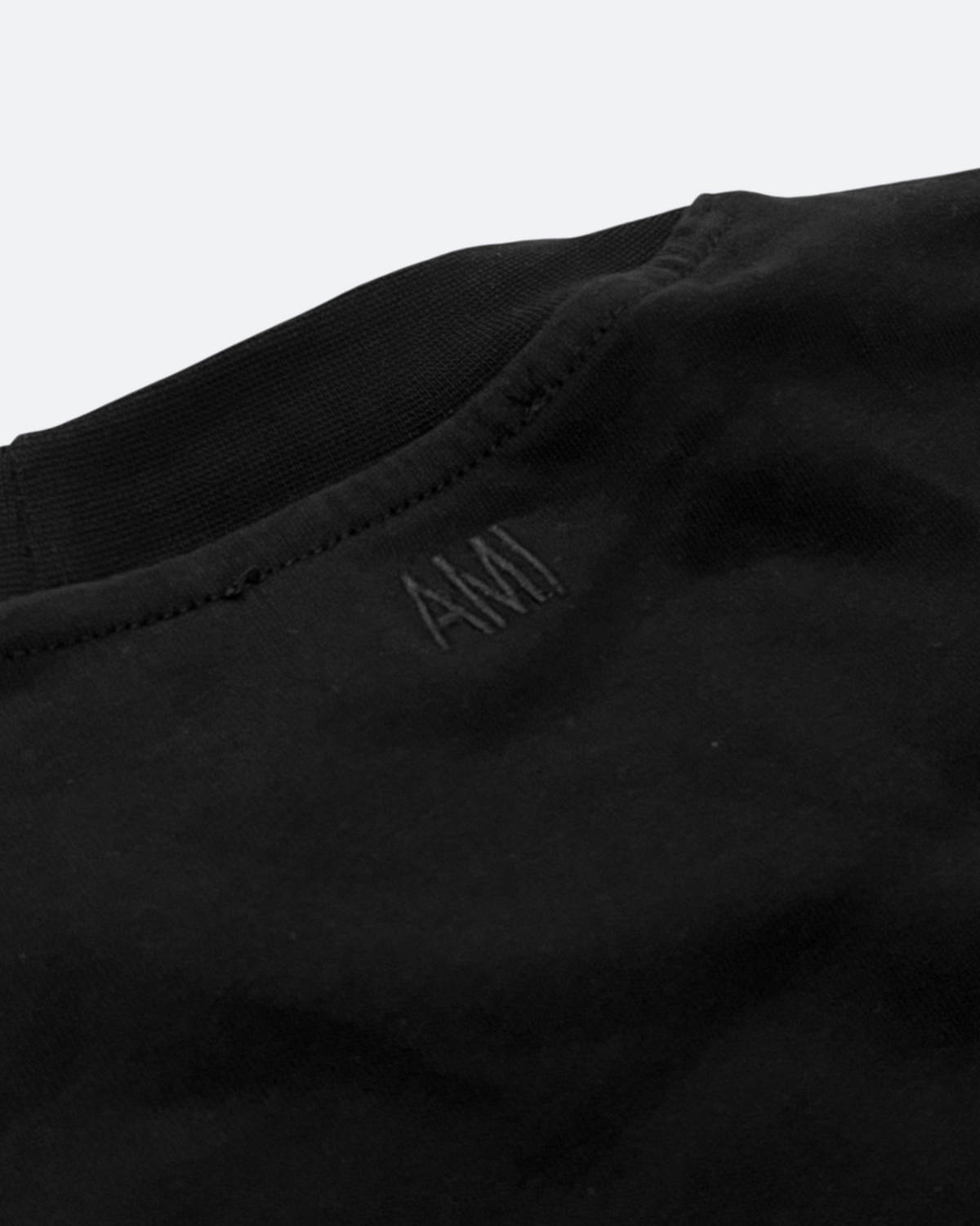 AMI - Red Logo Embroidery T-Shirt - Black