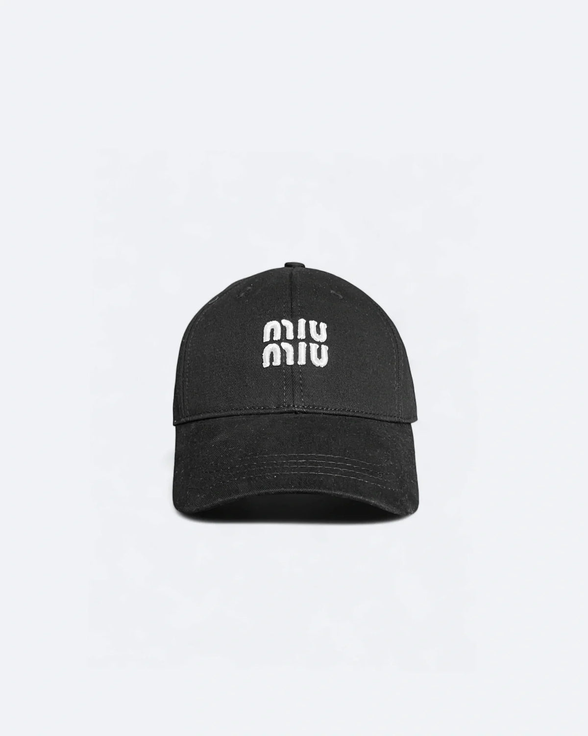 Miu Miu - White Logo Embroidery Cap - Black