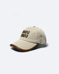 Miu Miu - Cavnas and Leather Logo Cap - Beige