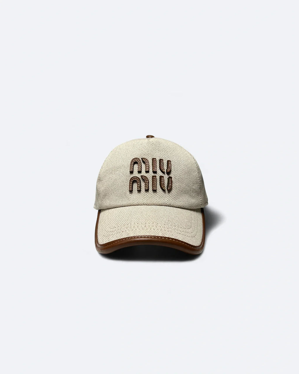 Miu Miu - Cavnas and Leather Logo Cap - Beige