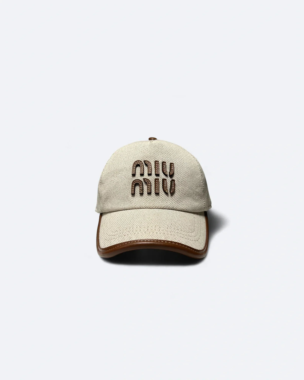 Miu Miu - Cavnas and Leather Logo Cap - Beige