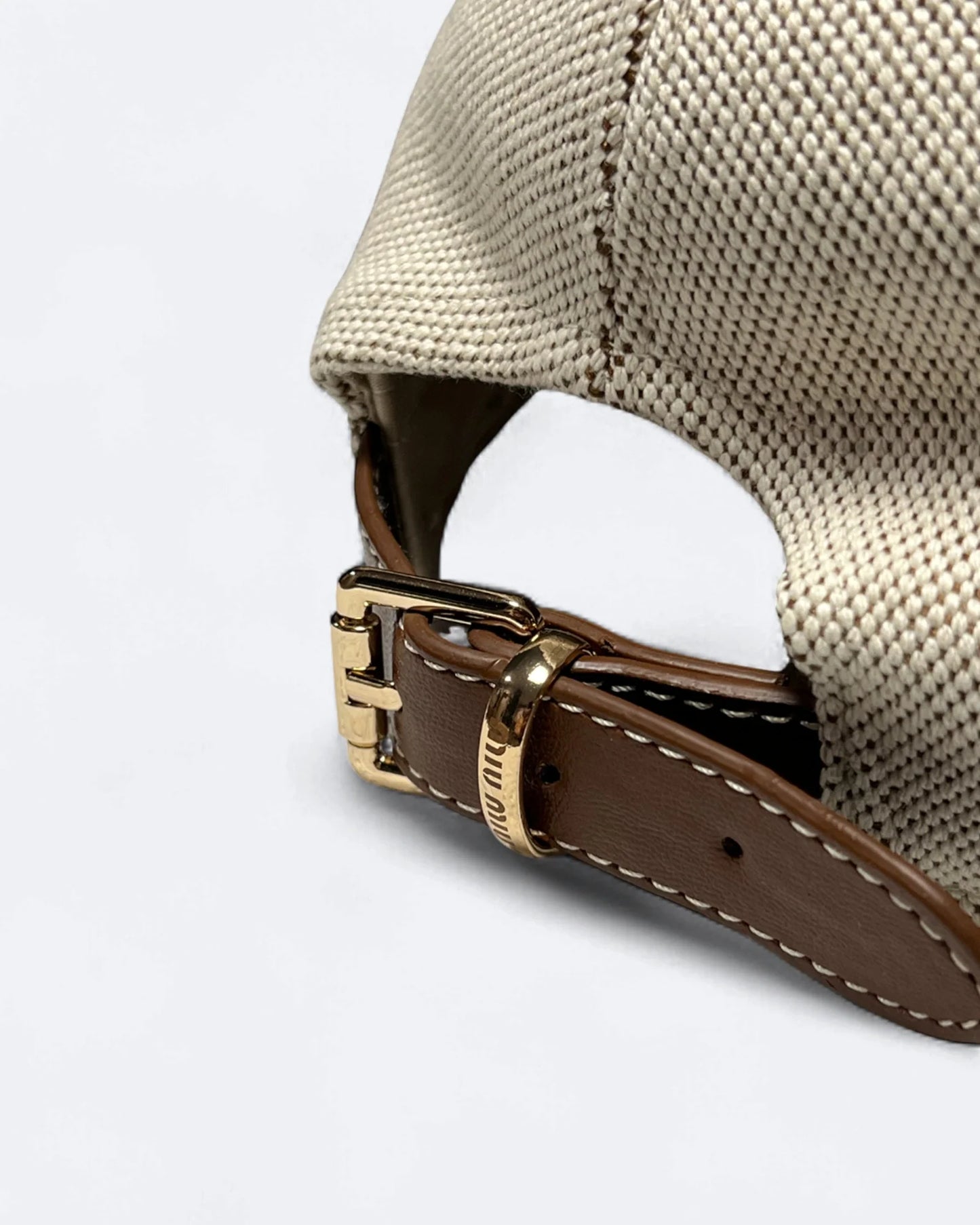 Miu Miu - Cavnas and Leather Logo Cap - Beige