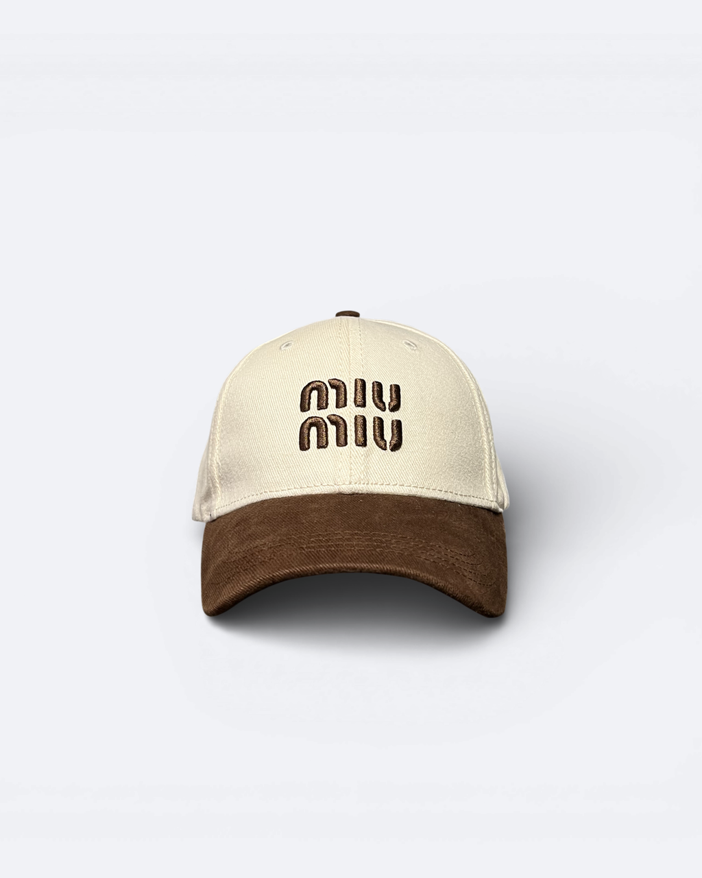 Miu Miu - Logo Embroidery Cap - Cream/Brown