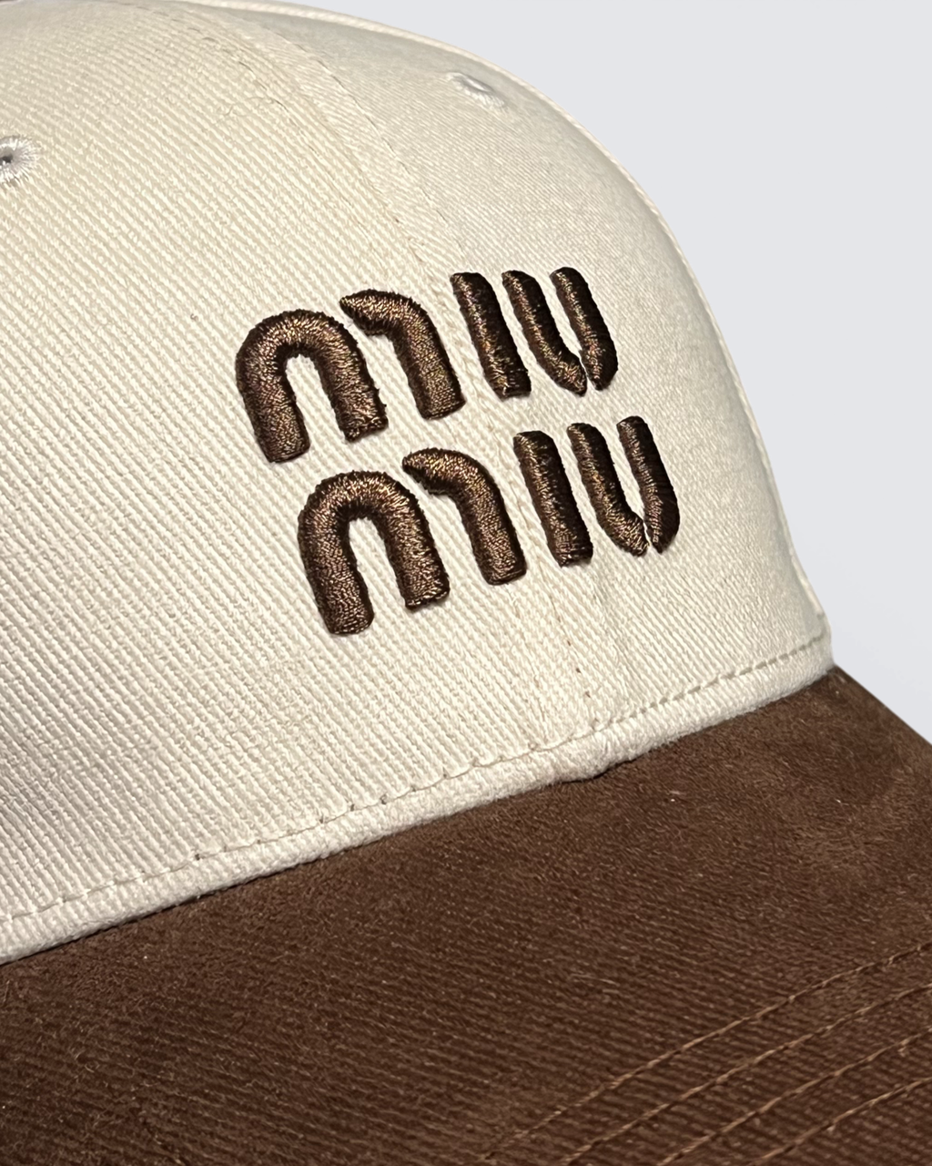 Miu Miu - Logo Embroidery Cap - Cream/Brown
