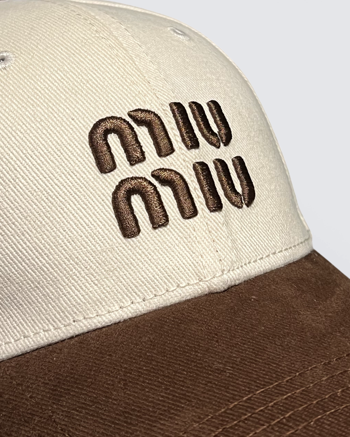 Miu Miu - Logo Embroidery Cap - Cream/Brown