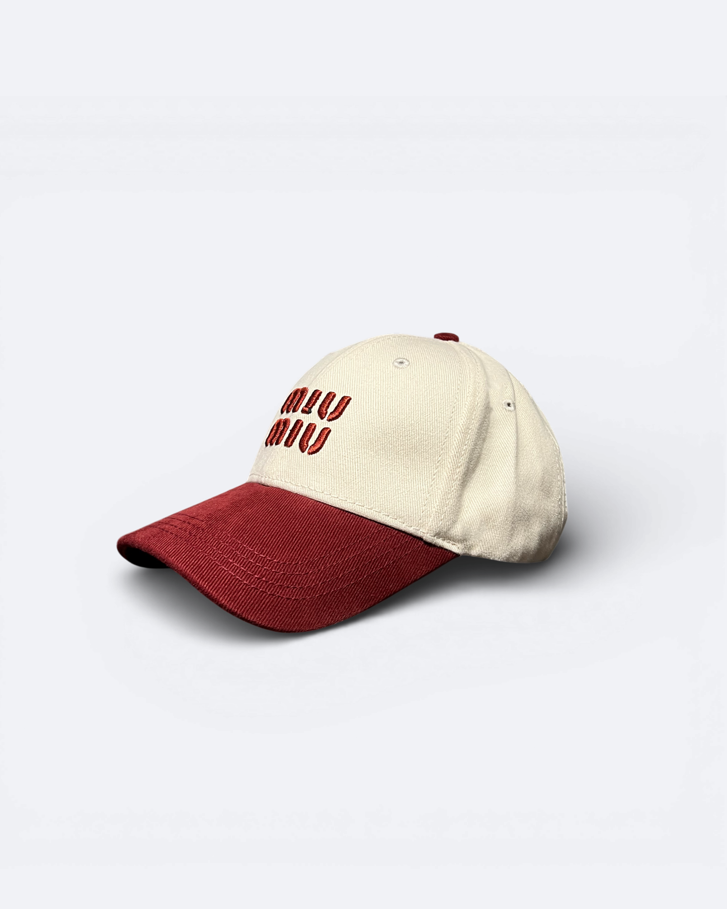 Miu Miu - Logo Embroidery Cap - Cream/Bordeau