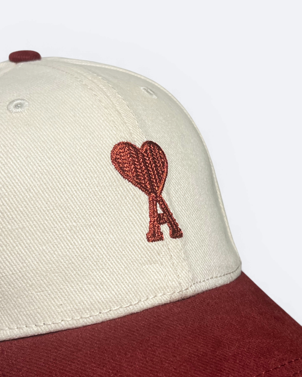 AMI - Logo Embroidery Cap - Cream/Bordeau