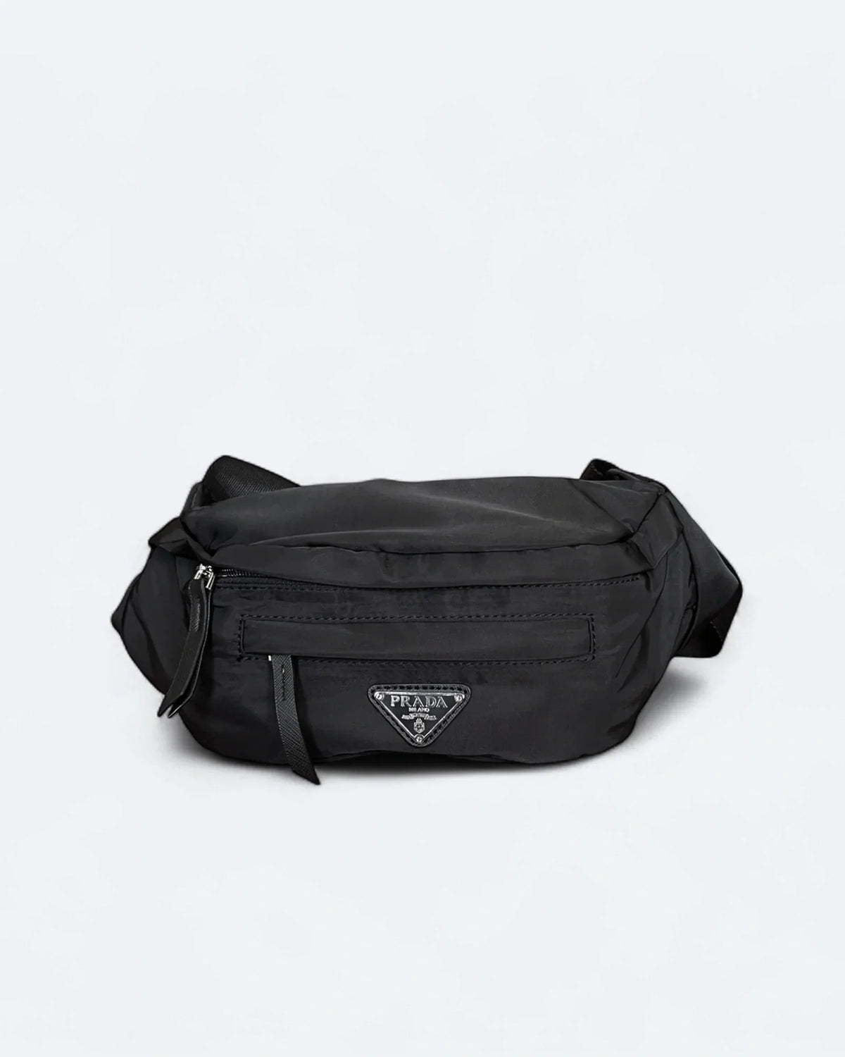 Prada - Metal Logo Crossbody Bag - Black