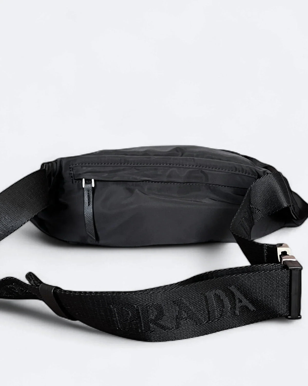 Prada - Metal Logo Crossbody Bag - Black