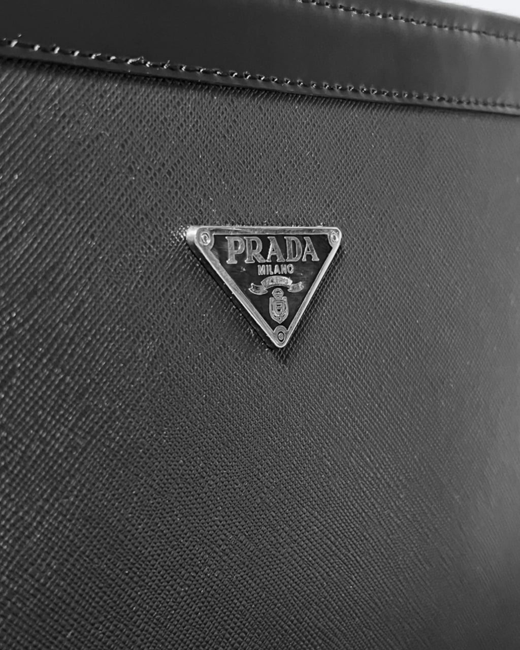 Prada - Logo Plate Clutch - Black