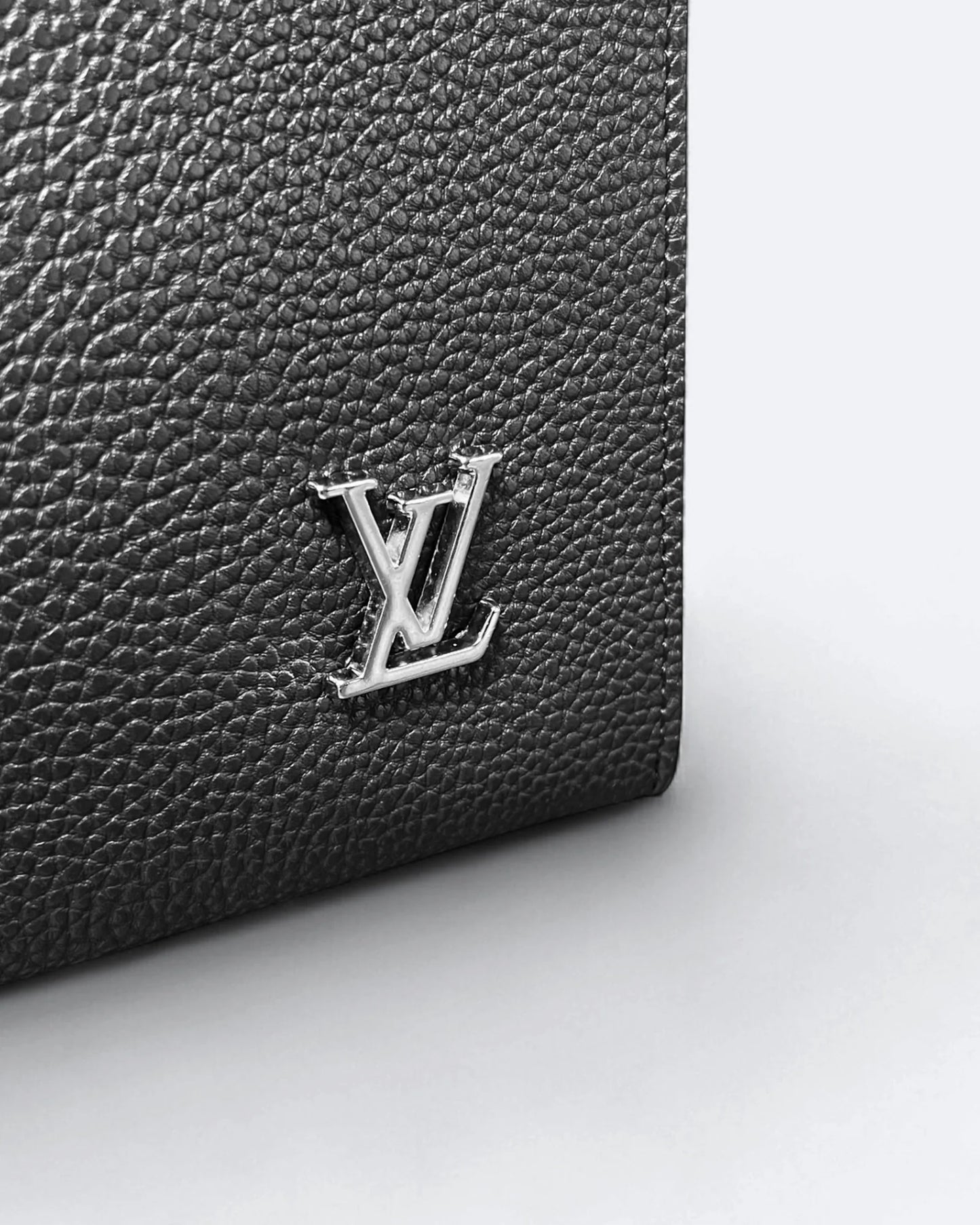 LVTN - Silver Monogram Leather Clutch - Black