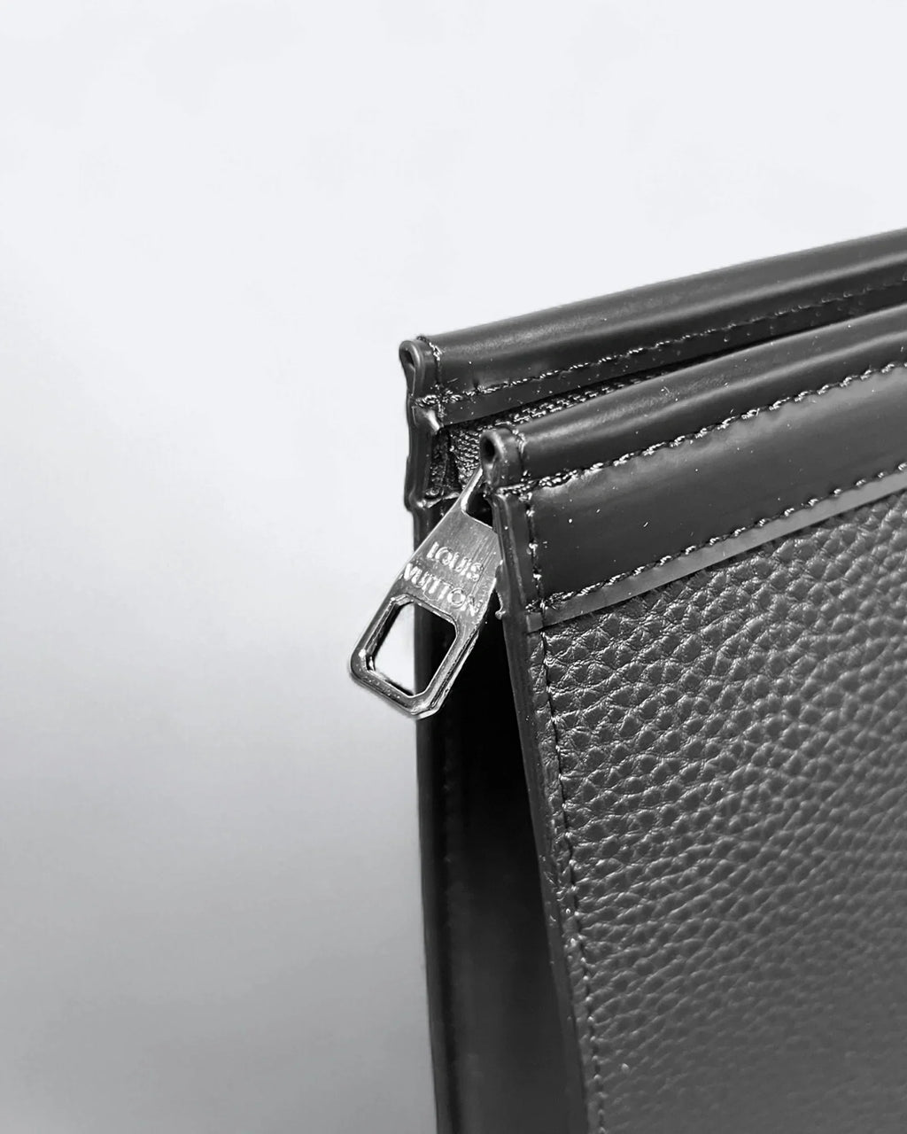 LVTN - Silver Monogram Leather Clutch - Black