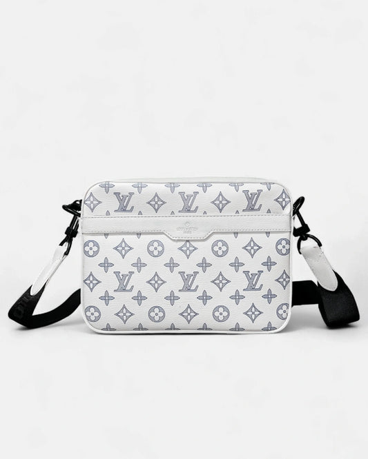 LVTN - Monogram Pattern Trio Set Bags - White/Dark Blue