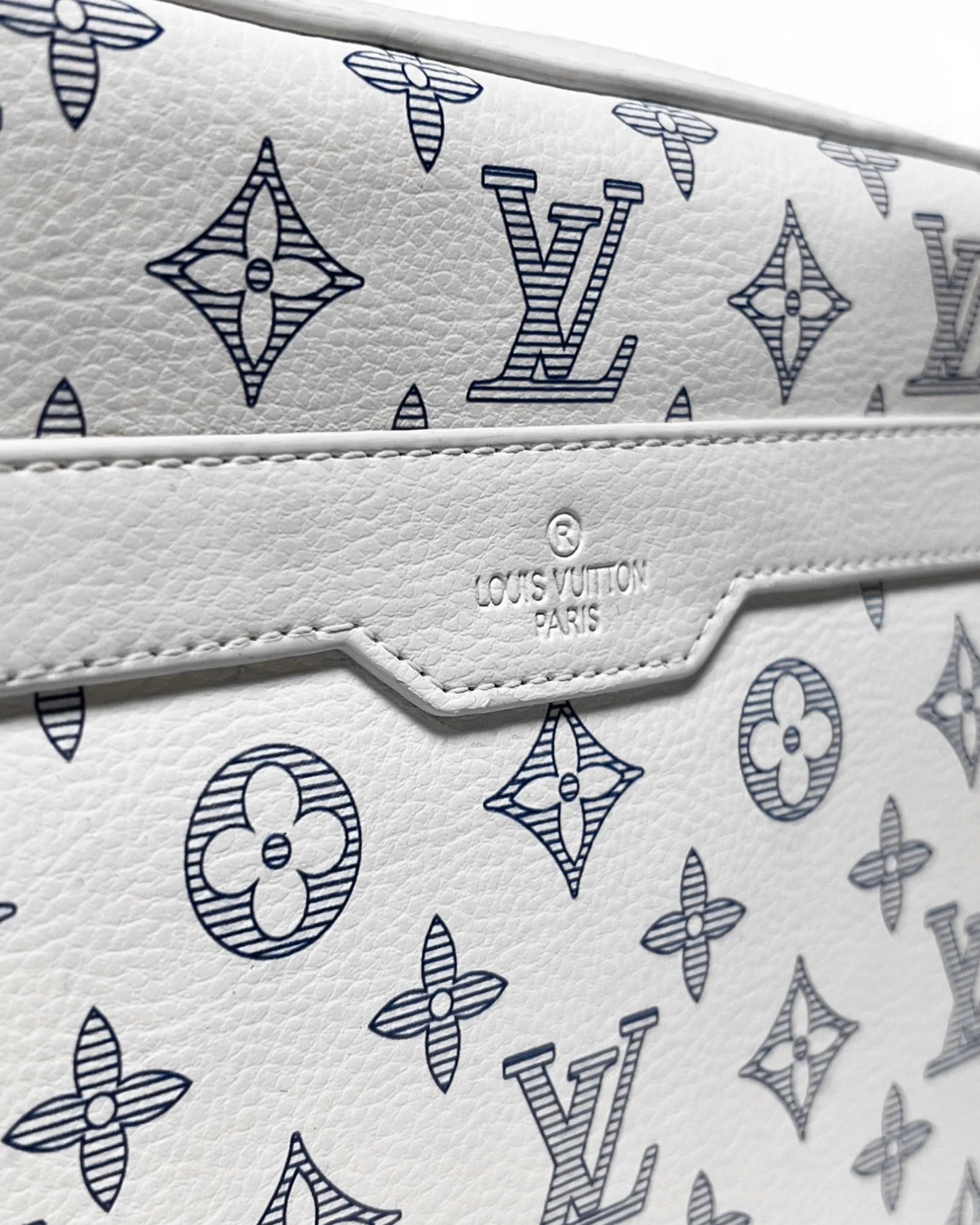 LVTN - Monogram Pattern Trio Set Bags - White/Dark Blue