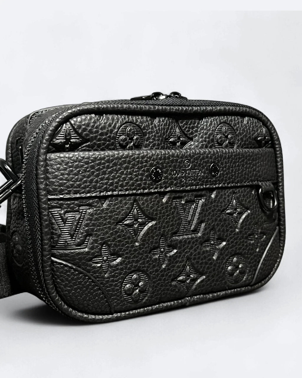 LVTN - Alpha Leather Embossed Crossbody Bag - Black