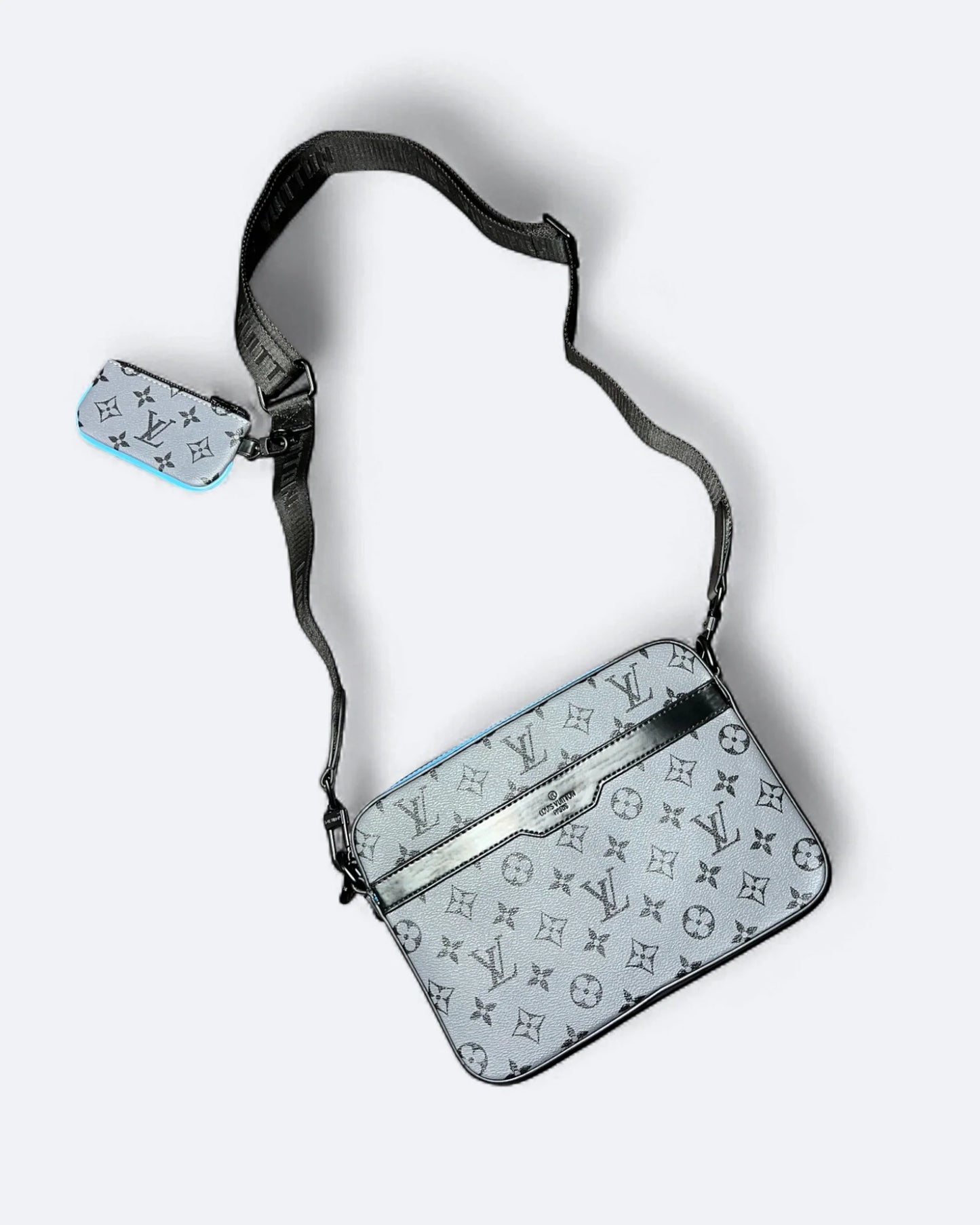 LVTN - Monogram Pattern Trio Set Bags - Gray/Blue