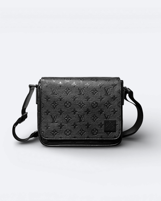 LVTN - Pattern Embossed Messenger Bag - Black