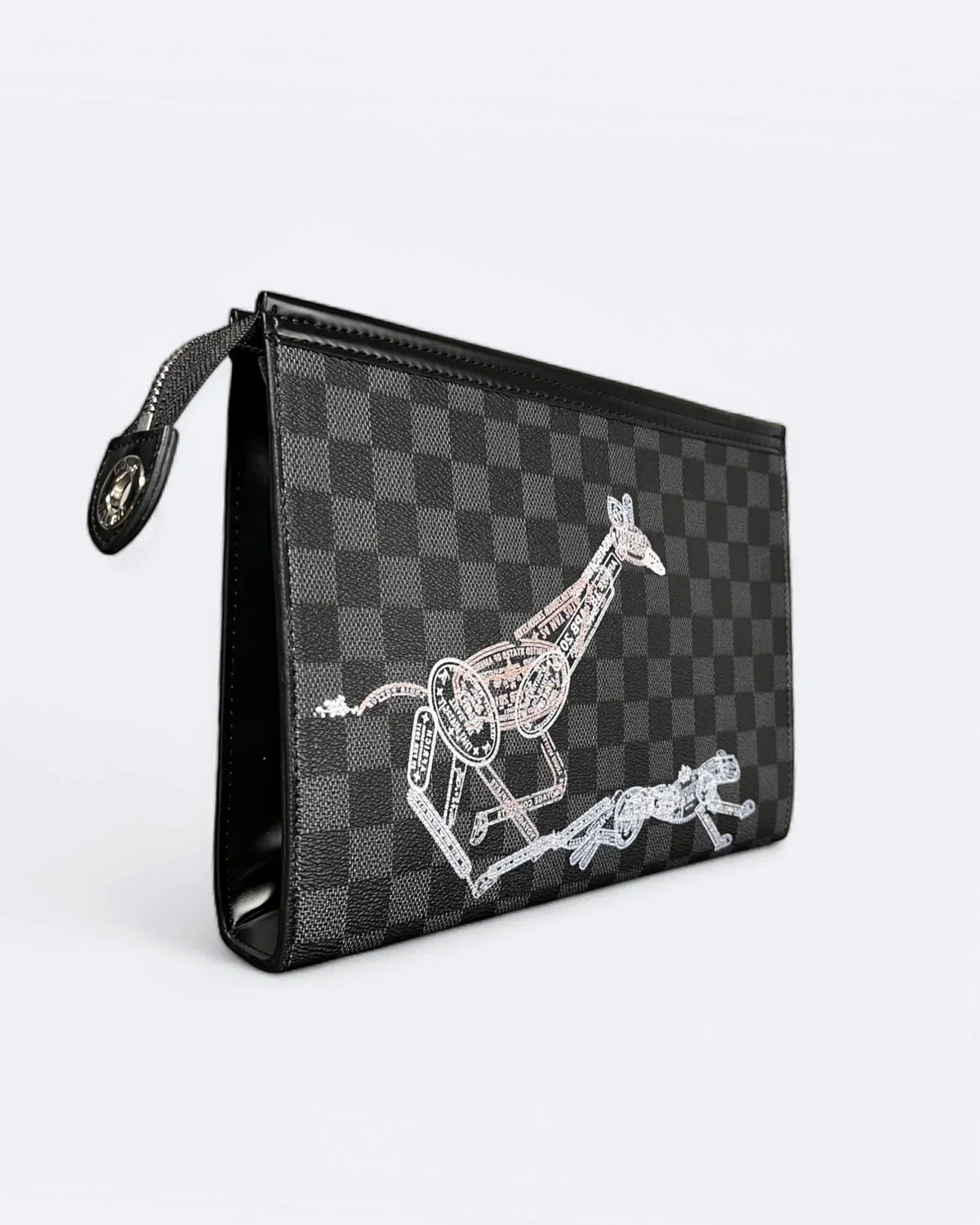 Louis Vuitton - Animal Passport Stamps Damier Clutch - Black