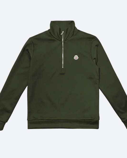 Moncler - Logo Half-Zip Sweatshirt - Olive Green