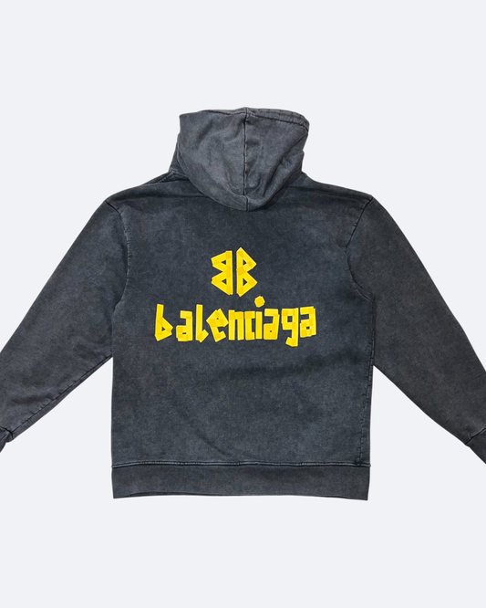 Balenciaga - Yellow Tape Hoodie - Dark Gray